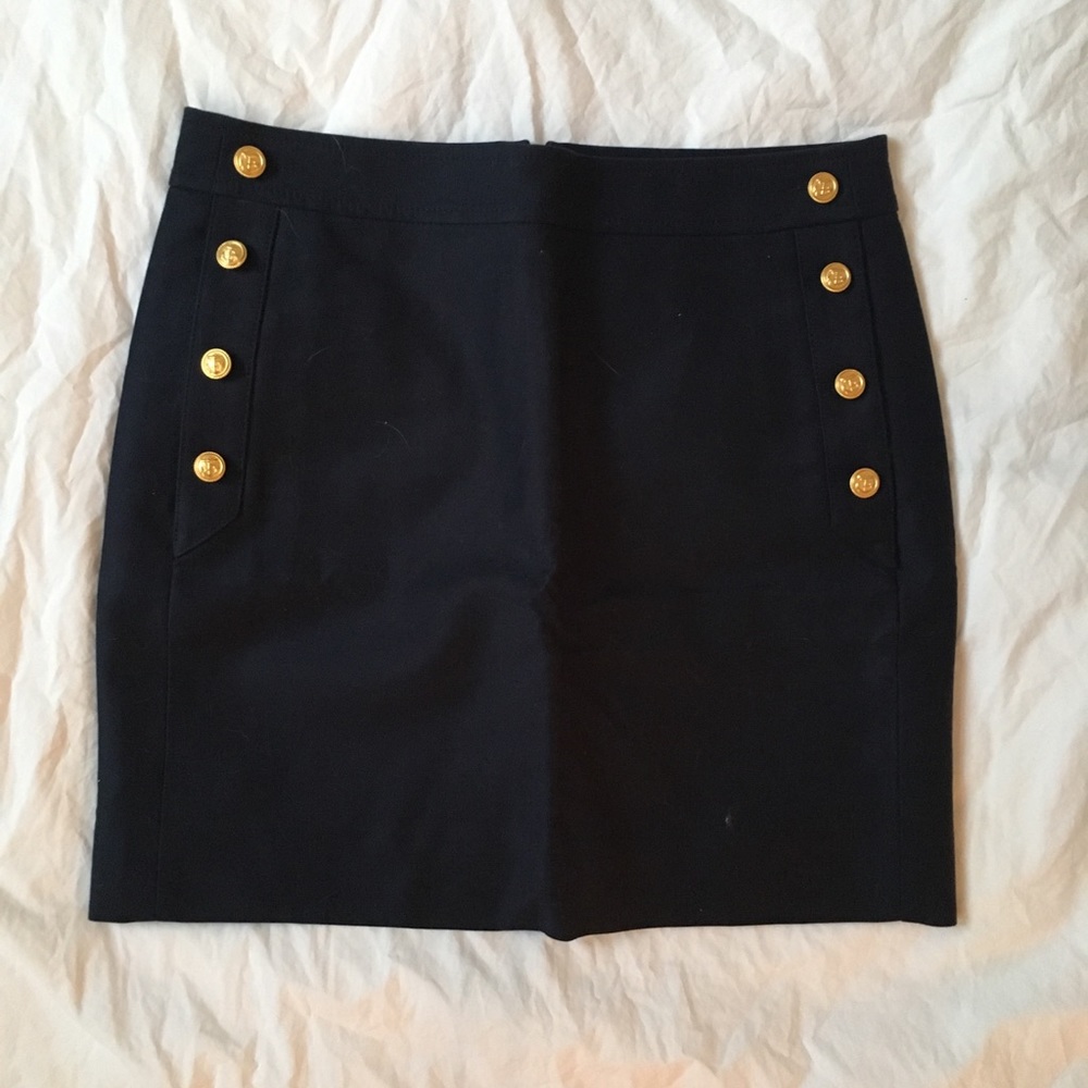 J. Crew Navy Sailor Skirt with Gold Buttons